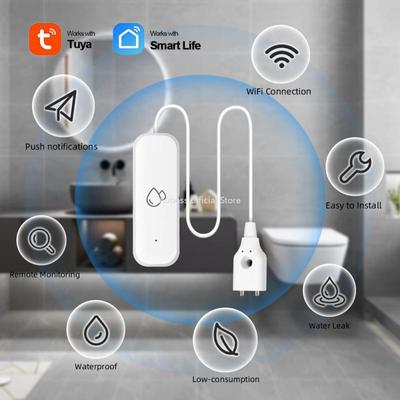 Aubess Tuya WiFi ZigBee Детектор утечки воды Датчик утечки воды с зуммером Детектор перелива через удаленный мониторинг Smart Life