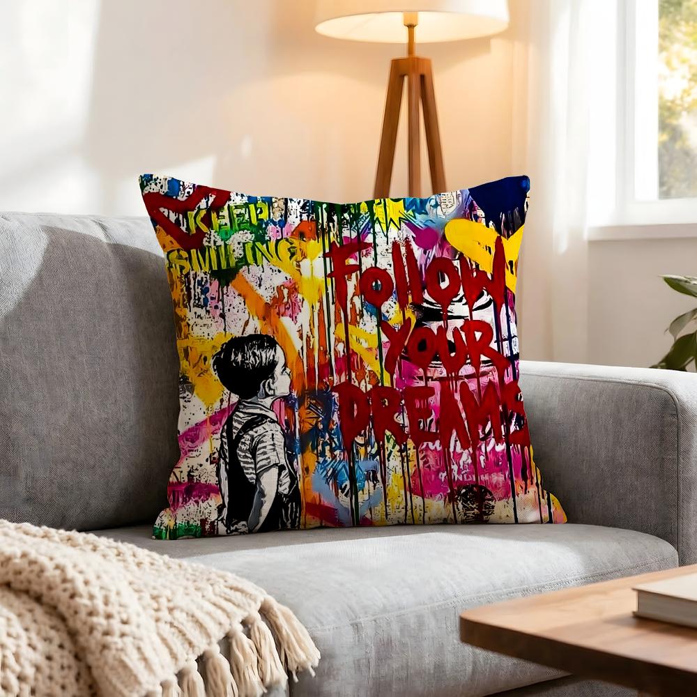Artist Banksy Cushion Cover 1Pcs Decorative Covers Soft Cushion Case For Sofa Couch Decor 40X40 45X45 Pillowcases