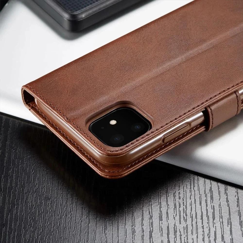 Кожаный чехол-кошелек для IPhone Air 17 16 15 14 13 12 Pro Max Mini 11 XS XR SE 2020 Plus 5S 16e Роскошная книжка с отделениями для карт