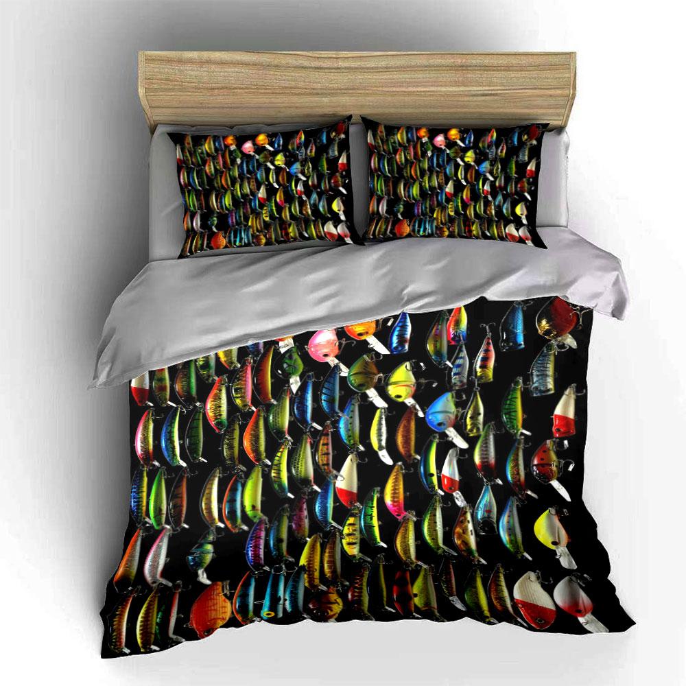 Colorful fishing lures pattern. Bedding sets Duvet cover sets Duvet covers Pillowcases(1* Duvet Cover 2* Pillowcases without duvet insert)