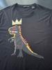 Футболка Sean John X Jean-Michel Basquiat T-Rex Динозавр 100% Хлопок Мужские Футболки Топ, Черный, Размер: 4XL