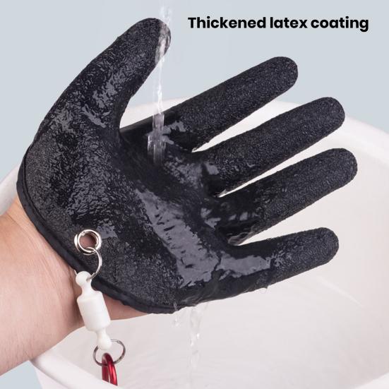 1 Pair Fish Catching Gloves with Release Carabiner High Strength Anti-Slip Puncture Proof Fishing Gloves Fishing Accessories