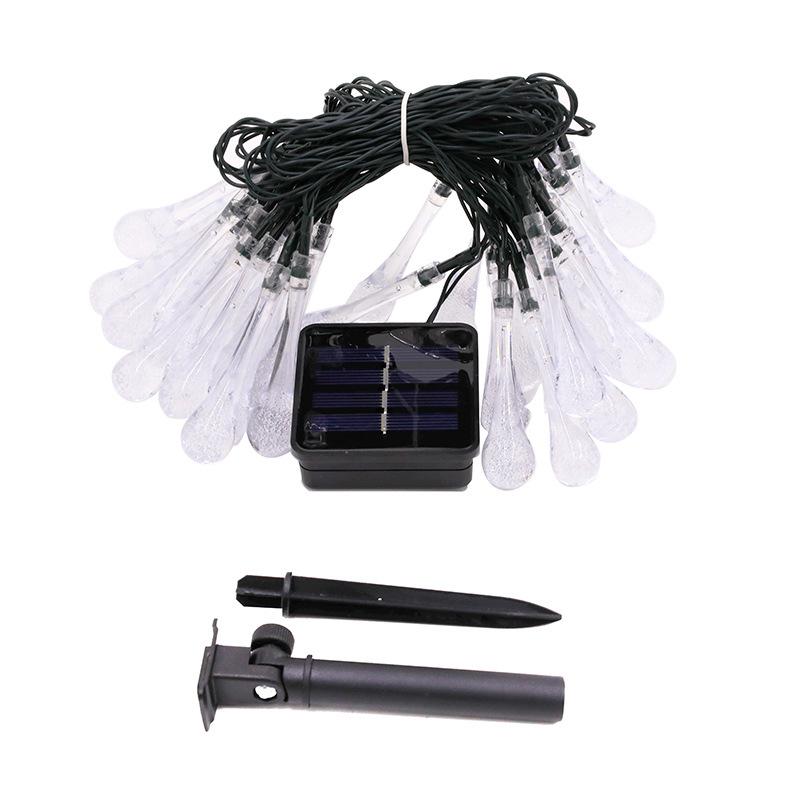 Гирлянда с каплями воды на солнечных батареях для внутреннего и наружного декора, 20 светодиодов, два режима, идеально подходит для вечеринок, свадеб и праздников