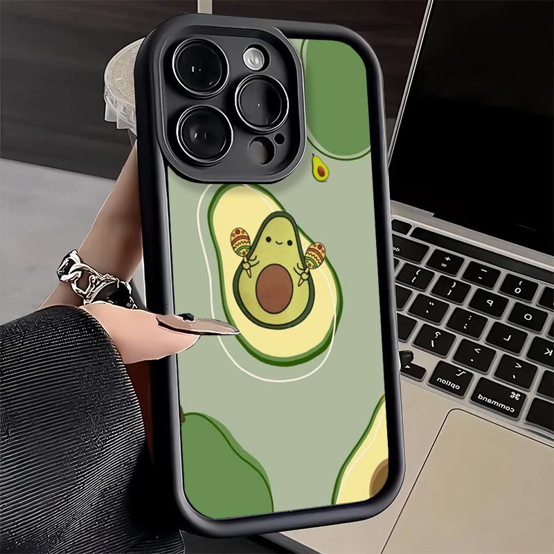 Чехол для телефона iPhone 17 Air 16E 15 16 Pro Max Мультяшный Милый Авокадо Чехол 14 Plus 13 12 Mini Мягкий Силиконовый Fundas