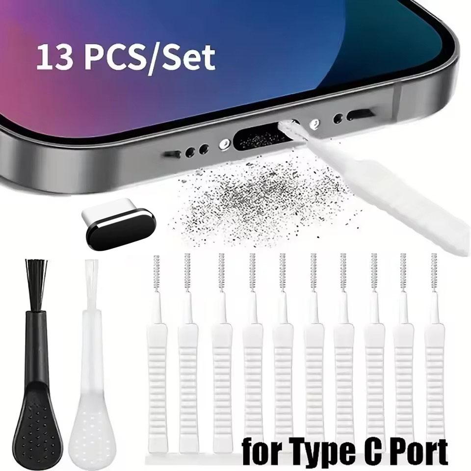 Металлическая заглушка USB C Dust для iPhone 16 15 Pro 14 13 Samsung Xiaomi Android, защитная крышка для порта зарядки, набор щеток для чистки