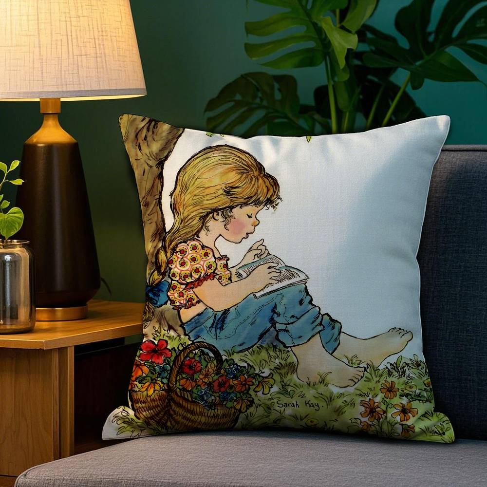 Art Pillow Case Sofa Living Room Bedroom Double-sided Printing Square Sarah Kay Swing Girl Cushion Nap Time Pillow Case