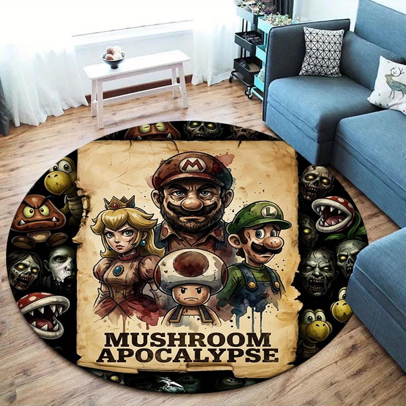Super Mario Round Area Rug Carpet Rug For Living Room Bedroom Sofa Playroom Decor Nonslip Floor Mat