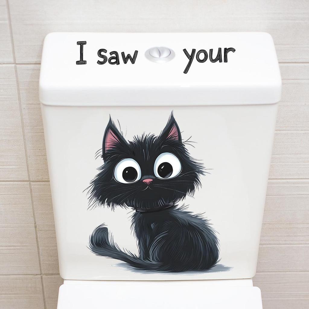 Креативная реалистичная 3D наклейка на унитаз с милым котом Vision, забавная наклейка с изображением животных для ванной комнаты, декор крышки унитаза, самоклеящаяся ПВХ, водонепроницаемая картина