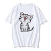 Женская футболка 90-х годов Корейская версия Футболка с принтом группы мультяшных кошек Повседневная футболка с коротким рукавом Парная футболка Забавная кошка Уличная одежда