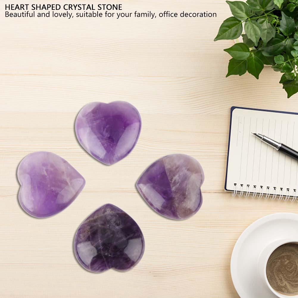Natural Crystal Healing Stone Love Heart Shape Fluorite Gemstone Home Decor(Amethyst)