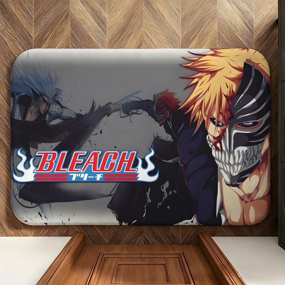 anime B-Bleach Floor Mat Soft Flannel Floor Mat Suitable for Entryways, Living Rooms, Bedrooms, and Bathrooms
