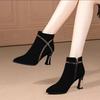 Fashion Elegant with Medium Heels Pointed Toe Booties Black Suede Autumn Winter Ankle Boots for Women Y2k Woman Short Shoes On Promotion
