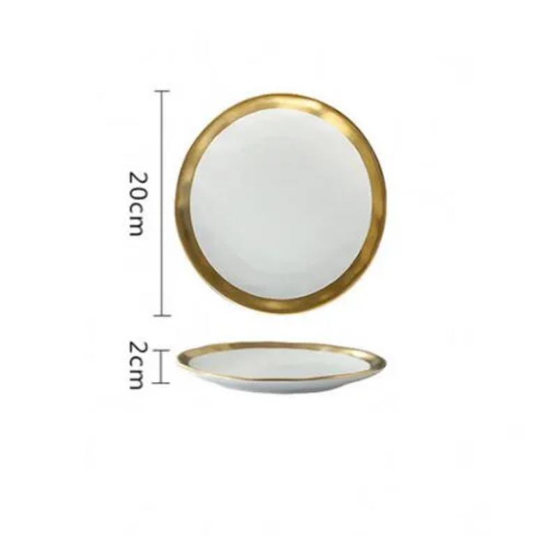 Европейский стиль Золотая кайма Черная тарелка Ретро Матовая тарелка для стейка Десертный поднос Кухонные обеденные тарелки Керамическая посуда Пиалы 1 шт.