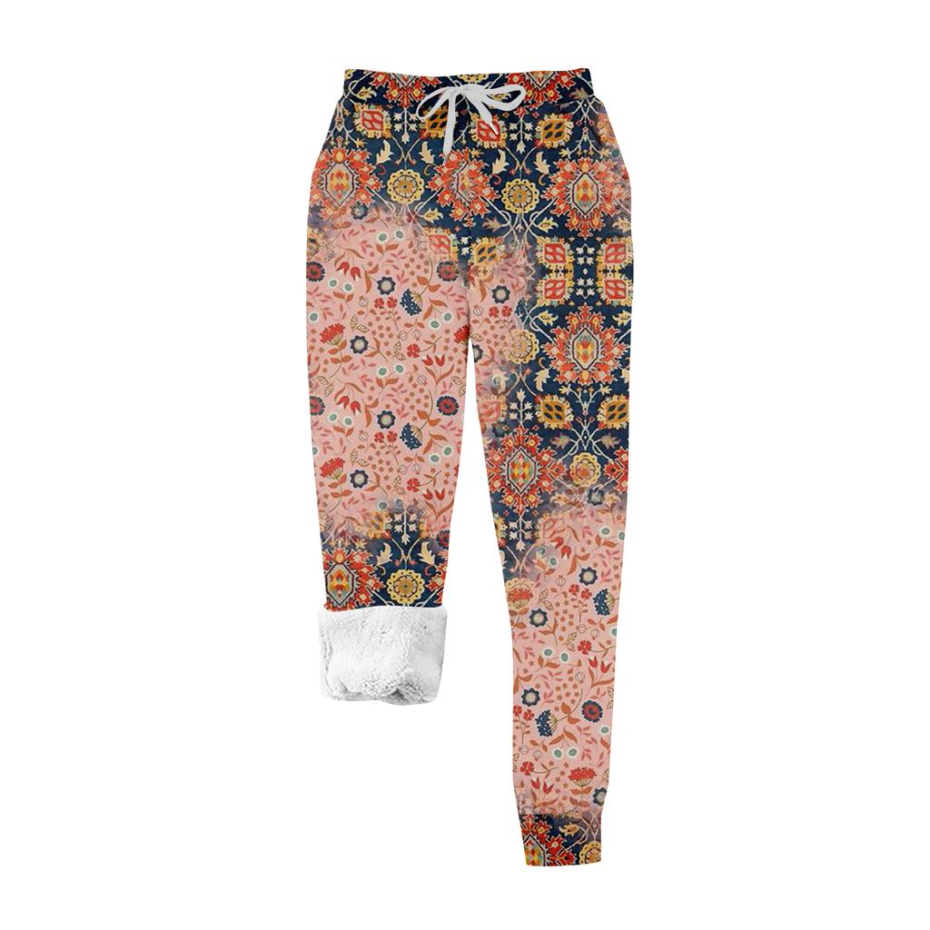 Женские повседневные модные домашние плюшевые спортивные штаны с рождественским принтом