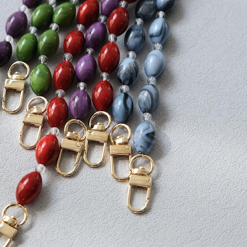 Новая модная женская сумка, аксессуар, съемная однотонная цепочка из бисера, роскошный акриловый ремешок, женская элегантная цепочка на плечо с ручкой