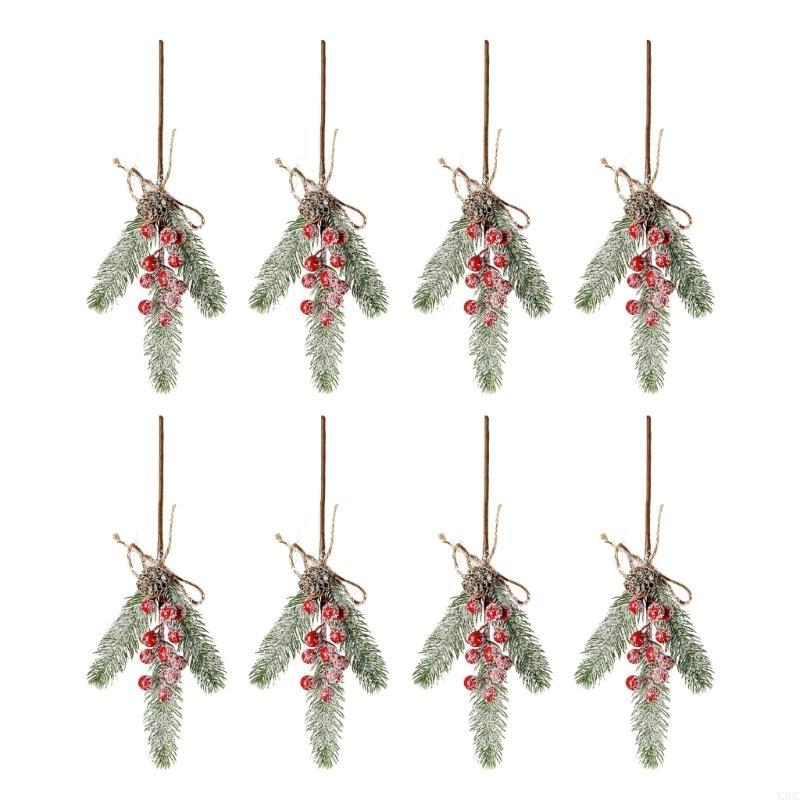 Small Christmas Tree Festive Tabletop Decoration with Natural Pine Cones and Decorations Ornament X3UC
