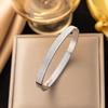 Stainless Steel Women's Bracelet with Diamonds and Four-Leaf Clover Studs - Non-fading, Cross-border Design.
