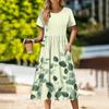 Women's Casual Cute Pattern Print Round Neck Midi Dress Basic Classic Outdoor Everyday Short Sleeve Loose Dress