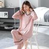 Cotton Pajamas Women Solid Korean Sweet Girl Classic Basic Casual V Neck Long Sleeve Loose Autumn and Winter Sleepwear Chic Trend