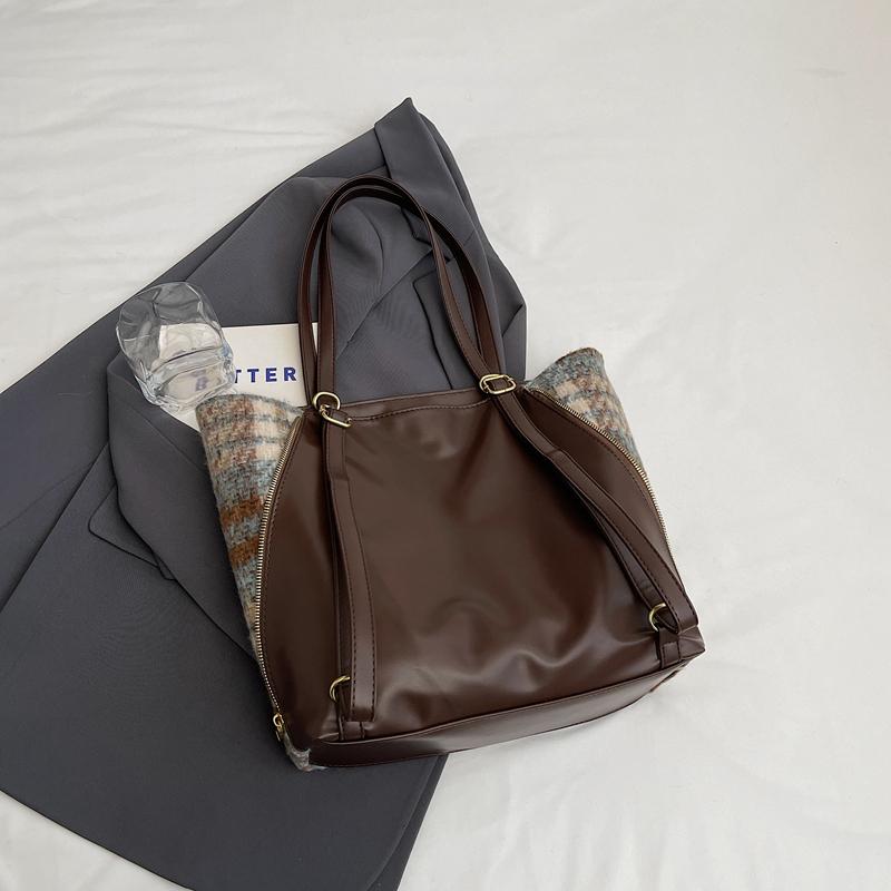 Шерстяная клетчатая сумка-тоут большой емкости женская сумка через плечо винтажная сумка