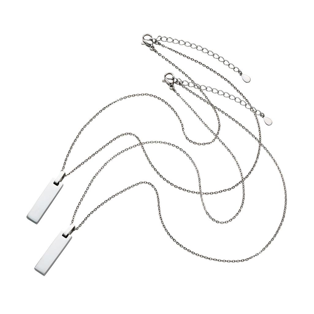 Парный набор ожерелий из 2 шт. Пластина из хирургической нержавеющей стали Простой Гипоаллергенный [Белый клевер] 38см и 45см 4SUP113SV и 4SUP113SV