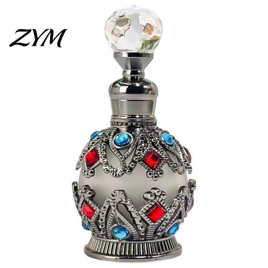 Luxury Travel Perfume Bottle 15ML Vintage Refillable Bottle, Essential Oil & Fragrance Glass 15ml Dubai Arabian Style Empty Container for Middle