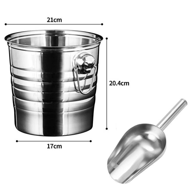 Ice Bucket Stainless Steel Double Wall Wine Cooler Insulated Tabletop Wine Chiller for Champagne Fits Most Standard Sized Bottle