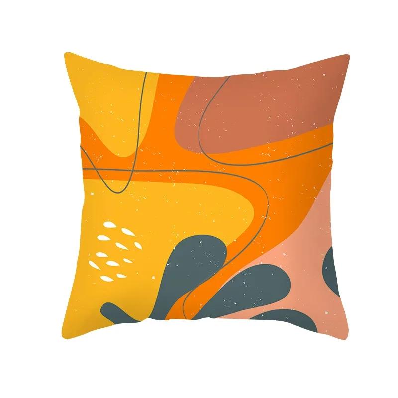 2023 Brand New Yellow Orange Abstract Geometry Print Pillow Cushion Cover Modern Nordic Sofa Throw Pillowcase Home Decor 45x45cm