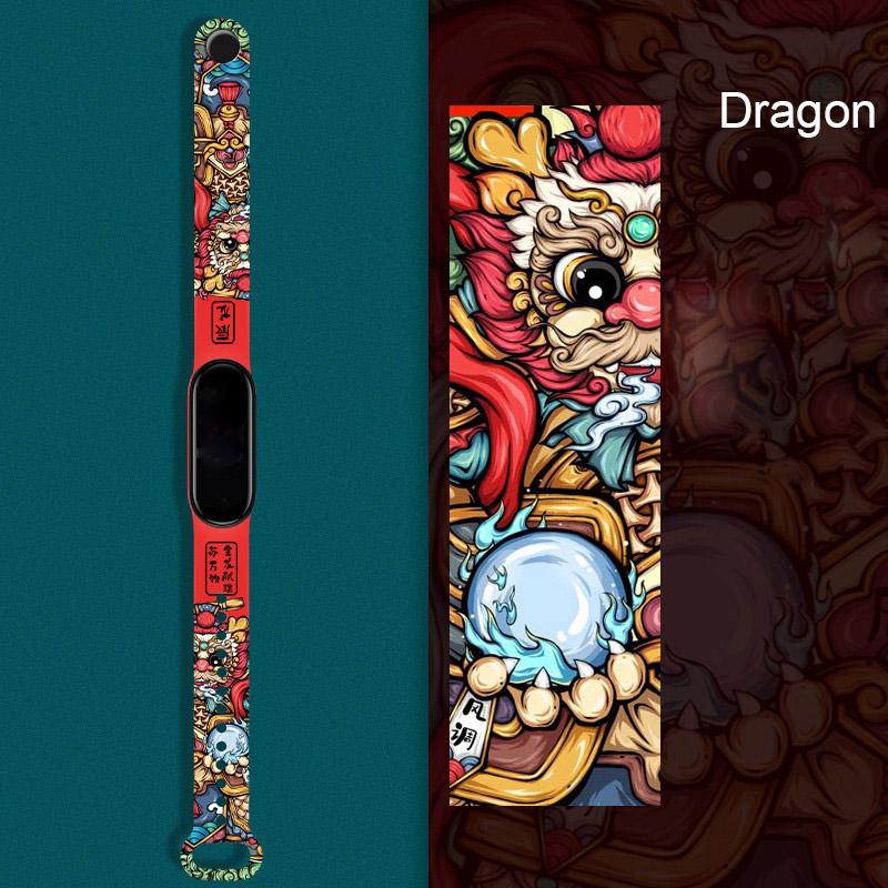 Силиконовый ремешок с рисунком китайского зодиака для Xiaomi Mi Band 3 4 5 6 7/NFC, сменный ремешок для браслета, аксессуары