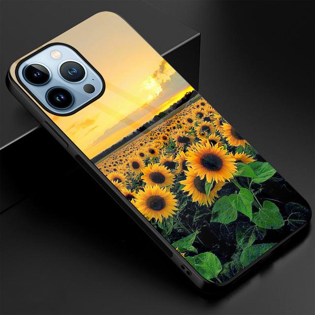 Чехол для телефона с цветами подсолнуха и цветочным рисунком для Iphone 14 13 11 12 Pro Max Mini Xs Xr X 7 8 6s Plus Se 2022, чехол из закаленного стекла