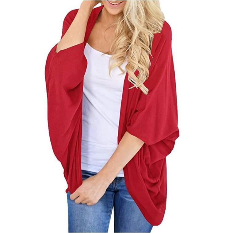 GMXIA Women's Fashion Casual Autumn Winter Solid Color Print Long Sleeve Cardigans