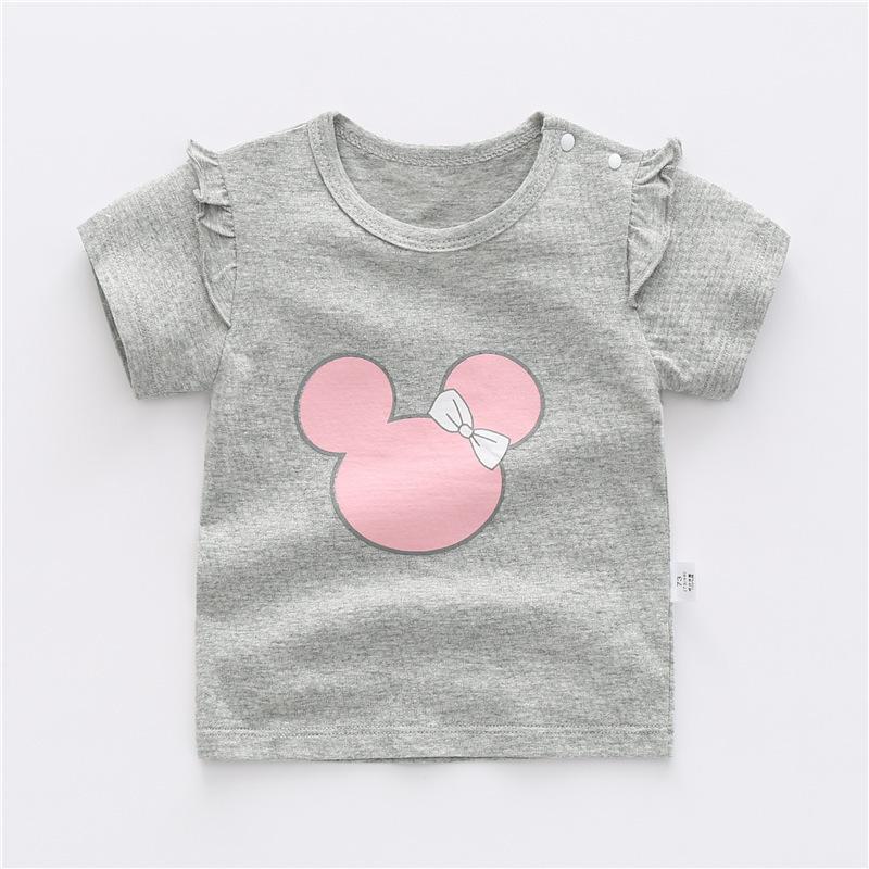 Детский топ из чистого хлопка с короткими рукавами, летняя тонкая детская одежда для маленьких девочек, футболка для детей 0 лет, 1 мальчика, 3 детей, дети с половиной рукавов
