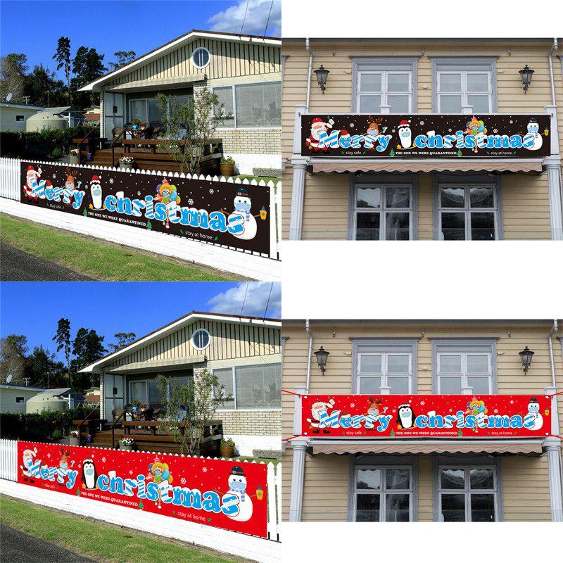 Баннер «Счастливого Рождества» с Санта-Клаусом и лосем для карантинного уличного праздничного декора
