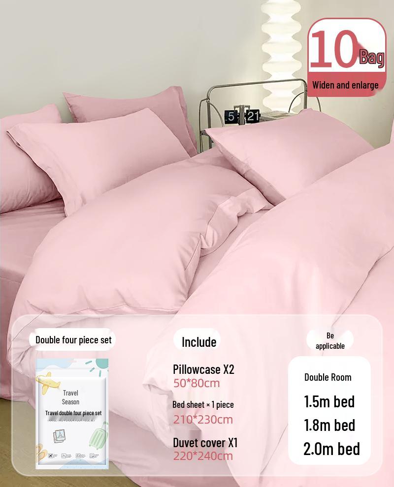 Portable Disposable Bed Sheet & Pillowcase Set: Anti-Dirty, Thickened Four-Piece Travel Kit for Double & Single Beds