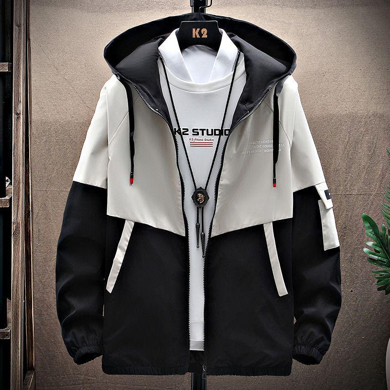 Мужская модная рабочая куртка с капюшоном в корейском стиле для подростков
