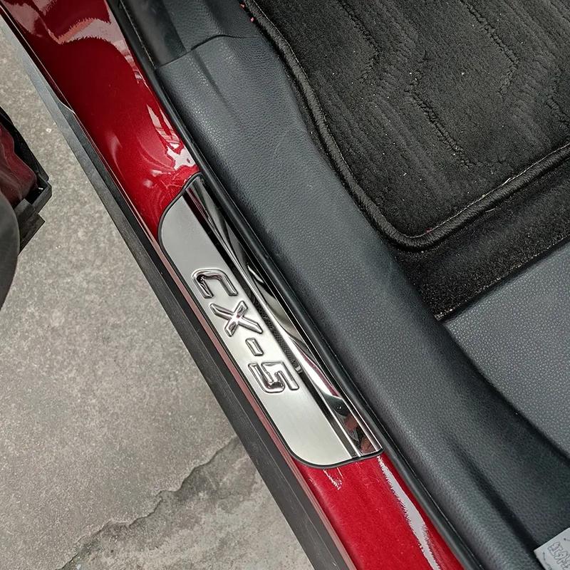 For Mazda CX5 Protector Scuff Plate Guards Car Stainless Door Sill Threshold Pedal Cover Trim Interior Accessories 2024
