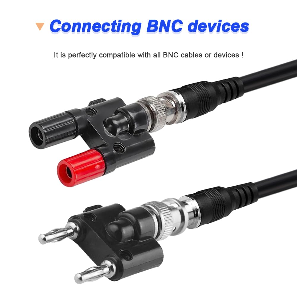 Xiatiaosann BNC Dual Banana BNC Male to 4mm Dual Banana BNC Female to 4mm Dual Banana Socket Binding Post RF Coaxial Splitter Connector Adapter,