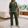 Women's Autumn and Winter Temperament Communicator Collision Short Sleeve Long Pants Sweater Set