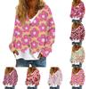 Women's Fashionable Short Jacket Casual Long Sleeved Valentine's Day Printed Single Breasted Plush Top