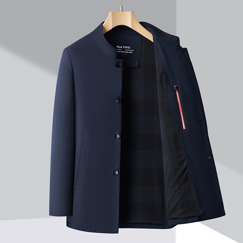 Весенняя новинка шелковая куртка мужская весенне-осенняя куртка с воротником-стойкой в деловом стиле без утюга