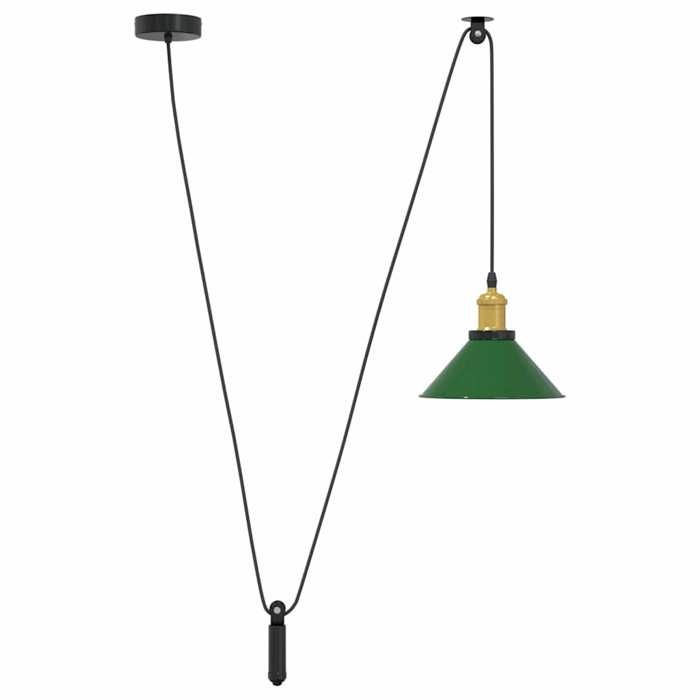 VidaXL Height-Adjustable Pendant Lamp E27 Glossy Green Ø 22cm Metal, Hanging Lighting, Kitchen Pendant Lighting, 4103445