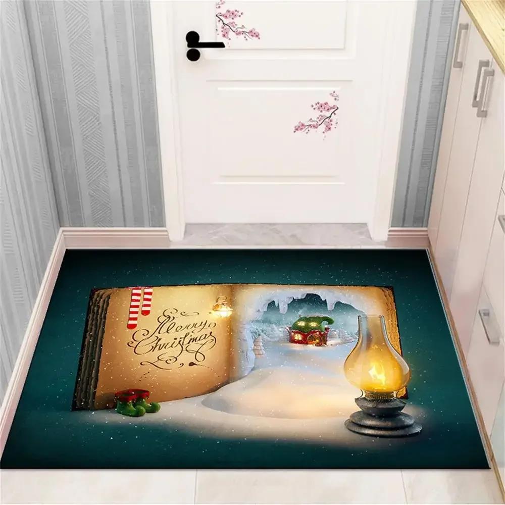 Рождественские элементы празднования Ковер Кухонный коврик Фланелевый коврик Санта Клаус Рождество Снеговик Украшения для домашнего декора