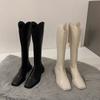 Женская обувь 2024 года, высококачественные женские сапоги с молнией сзади, модные современные сапоги с квадратным носком, женские зимние сапоги до колена на квадратном каблуке