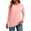 Women's Fashion Loose Round Neck Long Sleeve Solid Color T-shirt Top