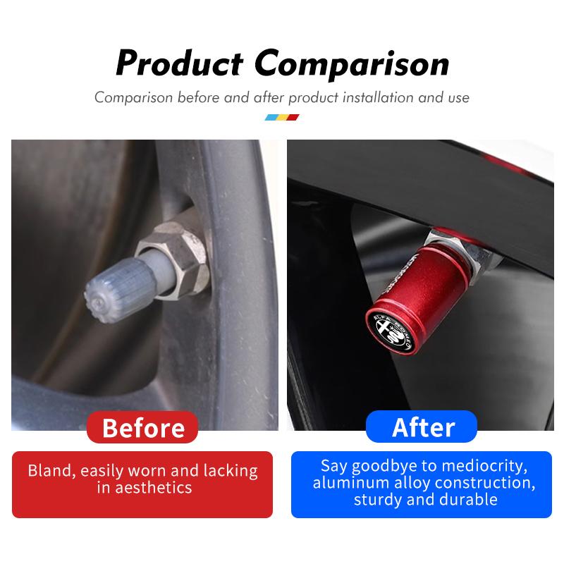 For Alfa Romeo 4PCS Car Air Tire Valve Caps Aluminum Wheel Tyre Stem Cover For Alfa Romeo Giulia 147 Mito 156 159 166 GT Stelvio