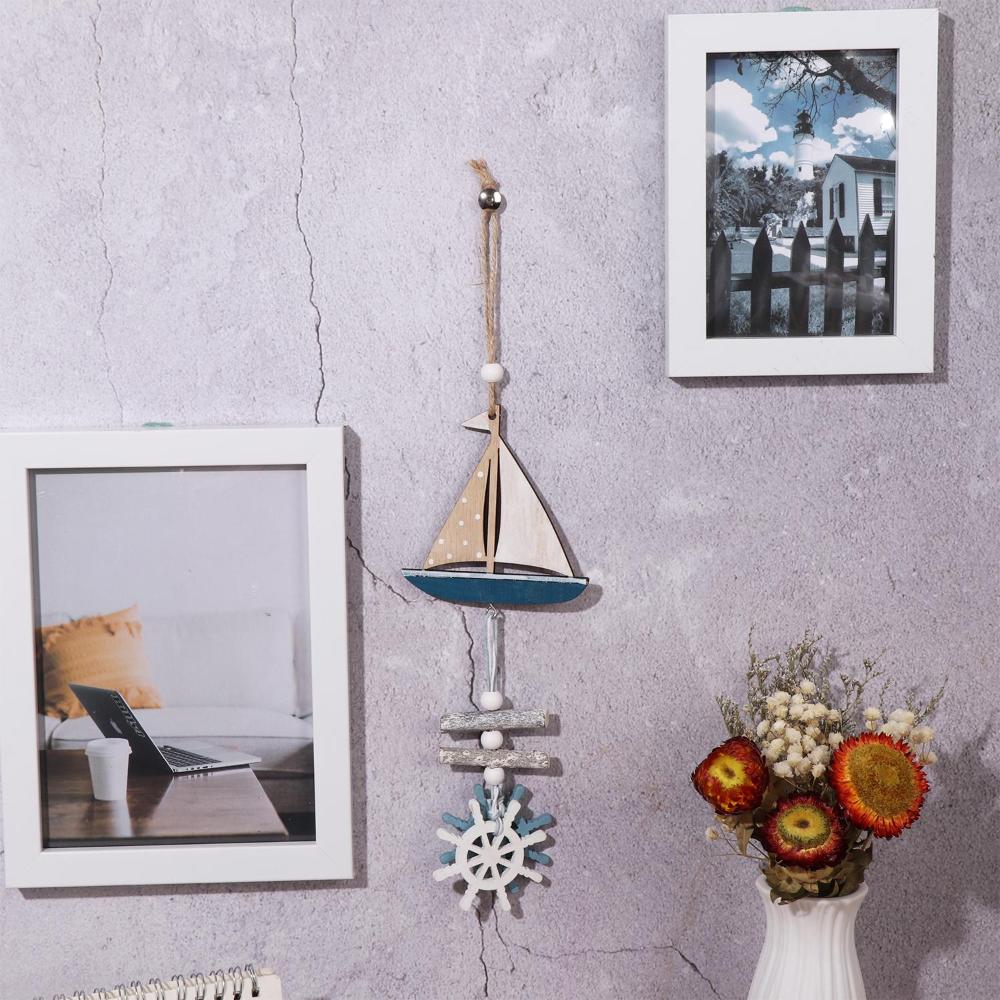 1 Gift Small fish Home Decoration Ocean style Decorative Hanging Ornaments Wooden pendant Crafts