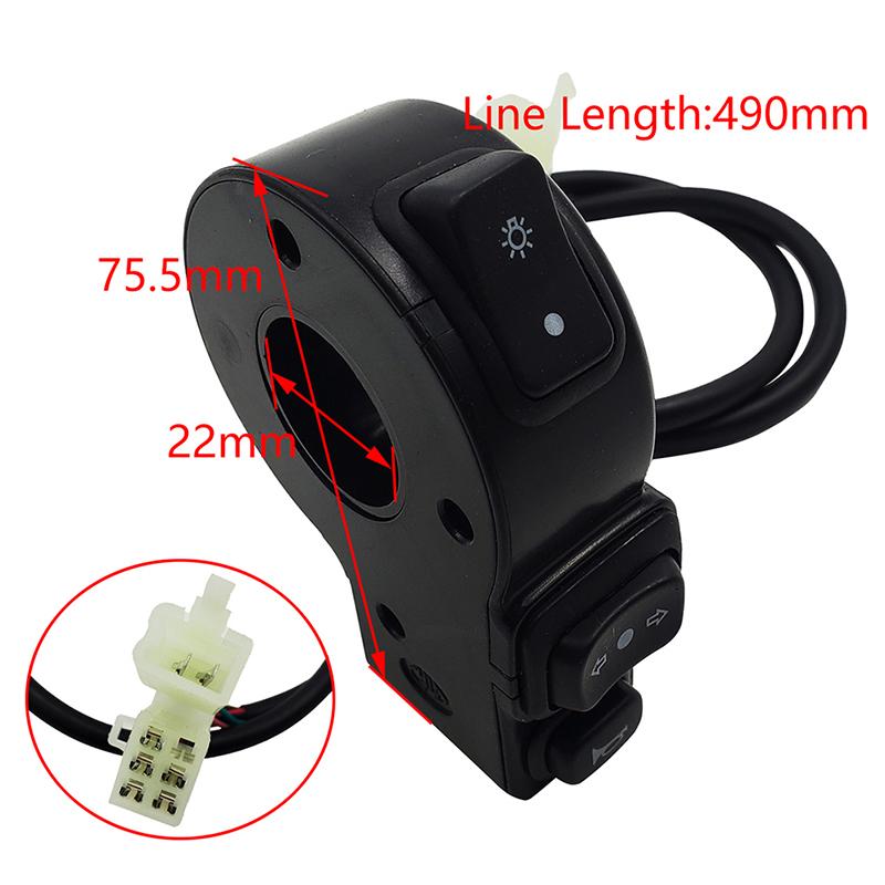 3 In1 Motorcycle Switch Electric Bike Scooter Turn Signal Horn Button 22Mm
