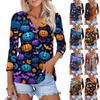 Женская модная повседневная рубашка на пуговицах с принтом, топ с рукавами 3/4