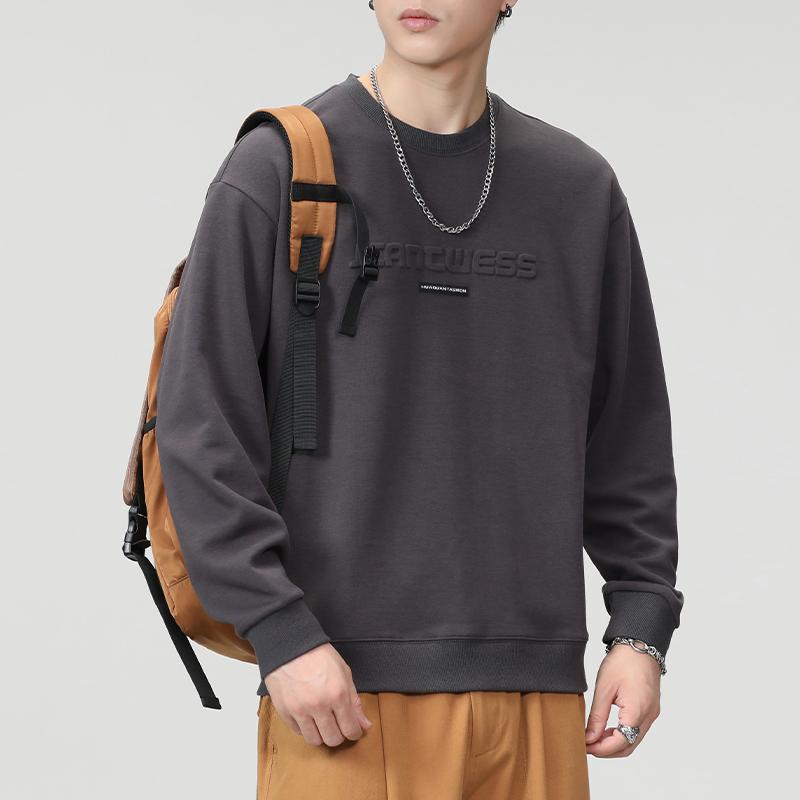 Men Vintage Casual Loose Round Neck Long Sleeve Pullover Sweatshirt