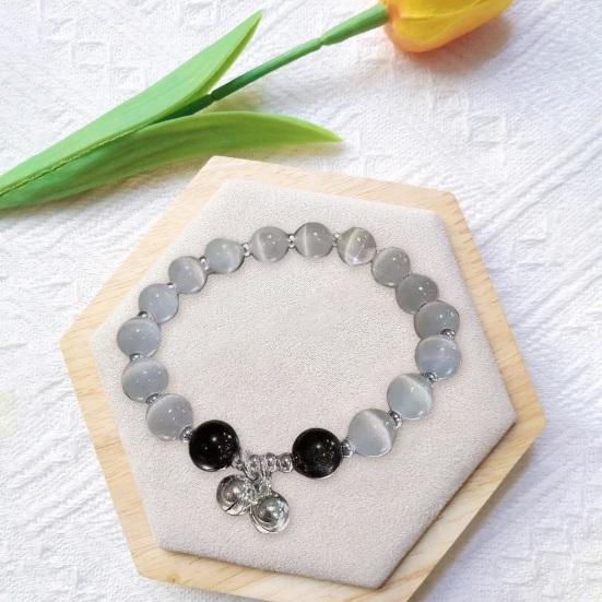 Женский браслет, стеклянные бусины, подвеска-колокольчик, гладкая эластичная веревка, регулируемый градиент, искусственный опал, женские наручные украшения, подарок на день рождения